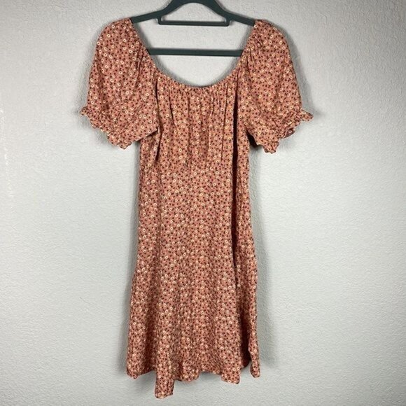 New Look Ditsy Floral Mini Dress Peach ASO Sweet Magnolias Sz 8 - Picture 10 of 15